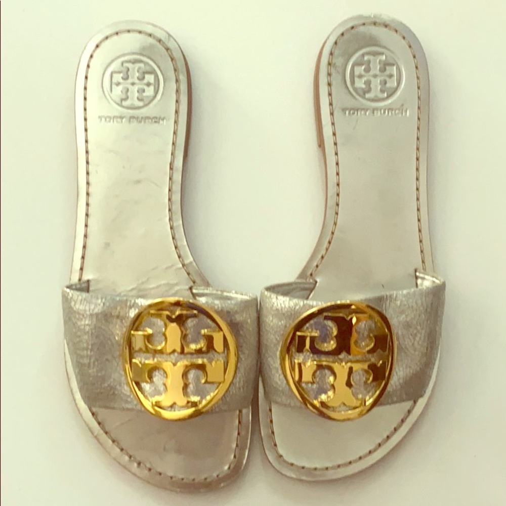 Tory Burch Silver Grania Slides